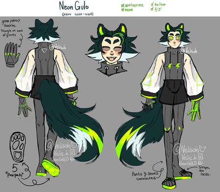A font and back reference image of the character neon gulo